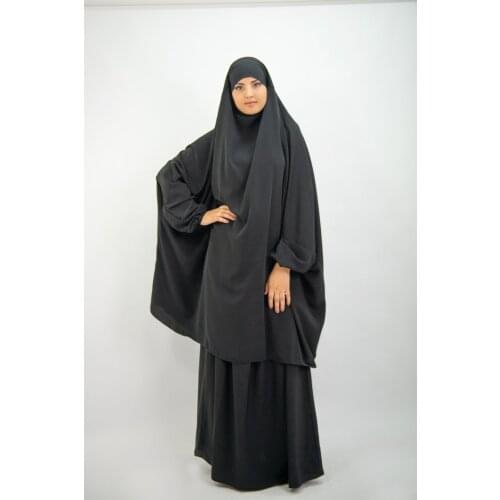 2 Piece Set Women Eid Muslim Long Khimar Paryer Garment Dubai Abaya Dress Hooded Islamic Clothing Kaftan Jilbab Djellaba Niqab