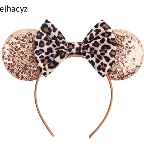 2021 New Chic Sequins Mouse Ears Leopard Bow Hairband Headband Girls Women Hair Decoration Party Headwear Kids Hair Accessories