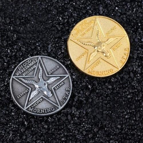Lucifer Morningstar Satanic Pentecost Badge Coin TV Show Cosplay Prop Metal Coin Coins Fan Collection