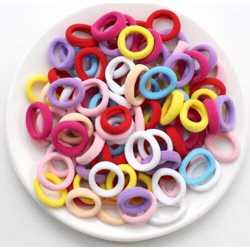 100Pcs/Bag Children Cute Candy Cartoon Solid Elastic Hair Bands Girls Lovely Srunchies Rubber Bands Kid Hair Accessories