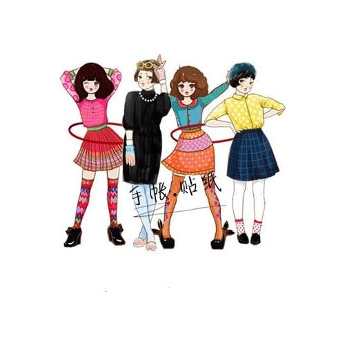 18PCS Cute girl Paper Stickers Crafts And Scrapbooking stickers book Decorative sticker DIY Stationery