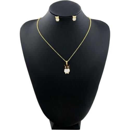 2020 new style simple clavicle chain exquisite personality Owl Necklace Earring Set versatile