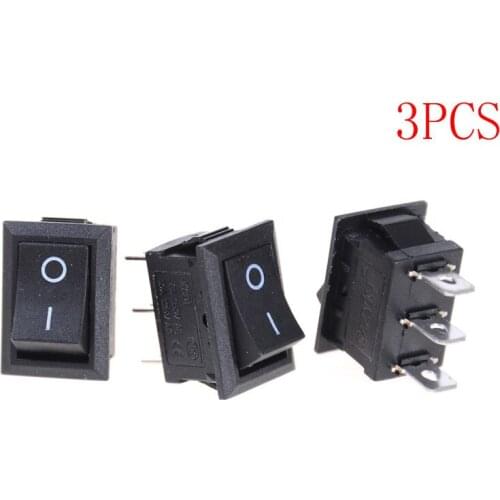3/6pcs PCS Black Push Button Mini Switch AC 6A/250V 10A/125V 3Pin Snap-in On/Off Rocker Switch 21*15MM