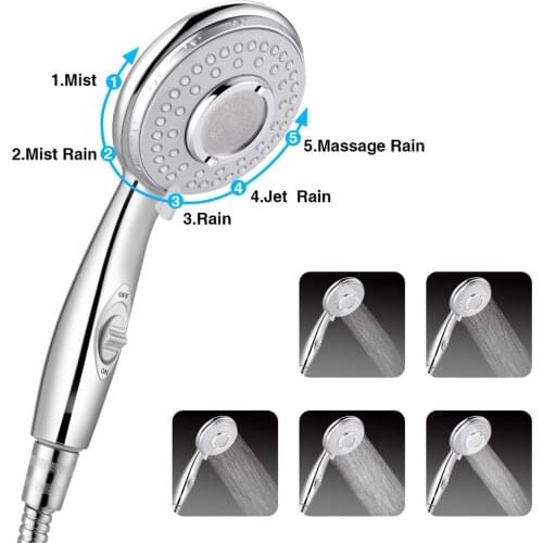3 Mode 5 Position Water Saving Shower Head Showering Water Pressure Shower Head Relax Shower Head High Pressure Pet Bathing Tool