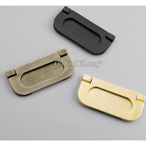 High Quality 4PCS Brass Furniture Handle Invisible Drawer Pulls Cupboard Wardrobe Kitchen Shoe TV Wine Cabinet Pulls No Drilling