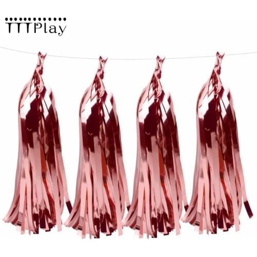 5pcs 35*25cm Rose Gold Wedding Decoration Tissue Tassel Garland Birthday Party Decoration Gold Silver Tassel Garland Baby Shower