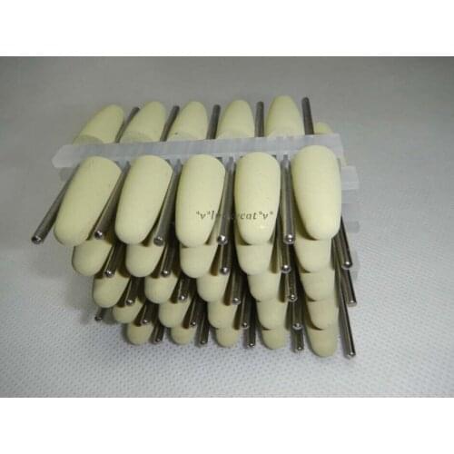 50pcs SILICONE Rubber Polishers Diamond Polishing Burs 2.35mm Yellow
