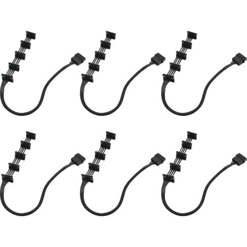 6PCS 4PIN IDE to SATA Adapter 1 to 5 Cable Series ATA Power Supply Cable 18AWG for 5-Layer HDD Cage BTC Mining