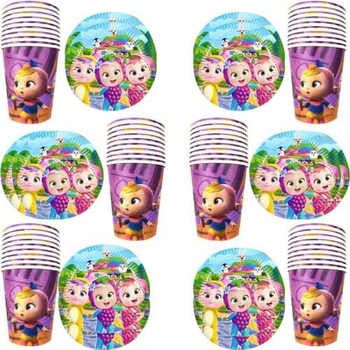80pcs/lot Happy Birthday Events Party Baby Shower Decorate Cups Plates Kids Favors Pet Crying Baby Theme Dishes Glass Tableware