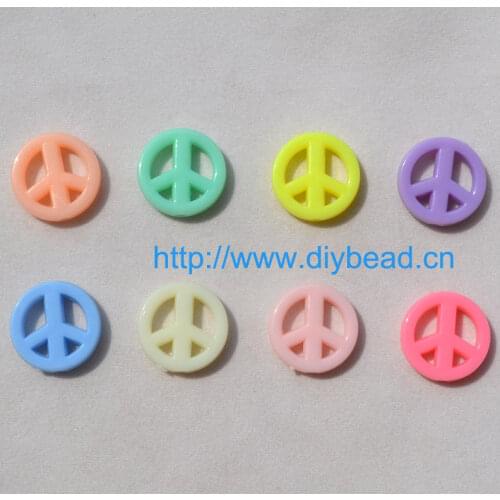 Anti War Sign Acrylic Beads DIY Jewelry Making Accessories Mix Color Earring Findings World Peace "NO WAR" Bracelet Spacer 50pcs