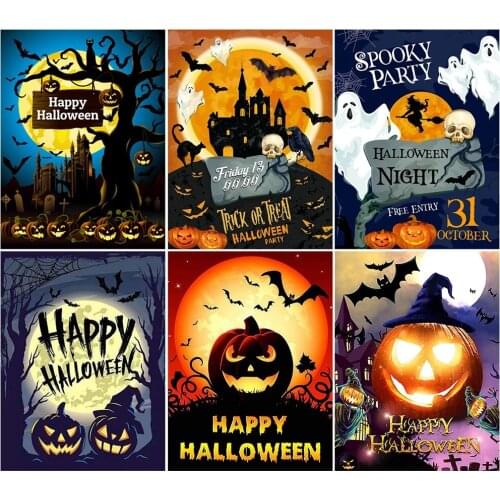 5D DIY Diamond Painting Halloween Carnival Pumpkin Castle Cross Stitch Set Inlaid Diamond High Quality Gift Decoration Painting