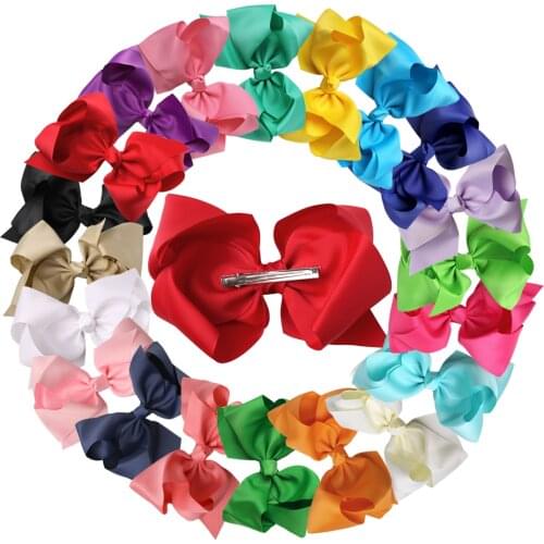 20pcs/lot 8inch New Arrival Hair Bows With Clips For Girls Childrens Ribbon Bows With Alligator Clip Hair Accessories For Women