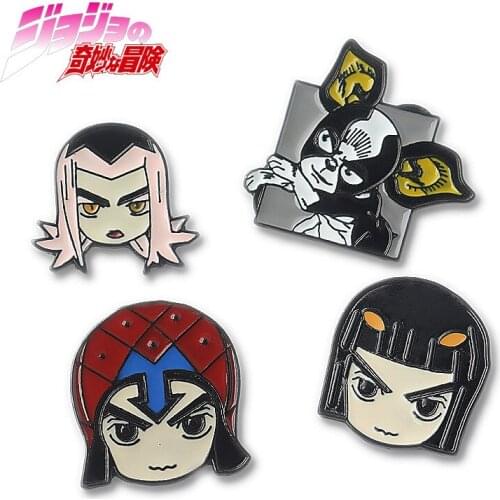 Anime JoJos Bizarre Adventure IGGY Guido Mista Bruno Bucciarati Leone Abbacchio Enamel Alloy Badge Brooch Pin Lapel Accessories
