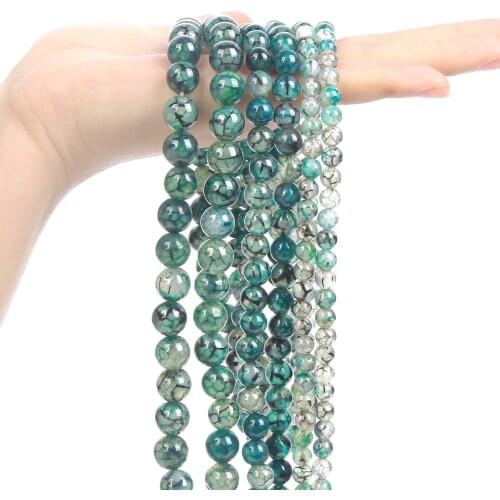 Green Black Fire Dragon Veins Agate Natural Stone Beads Round Loose Spacer Beads For Jewelry Making Bracelet DIY Strand 6/8/10MM