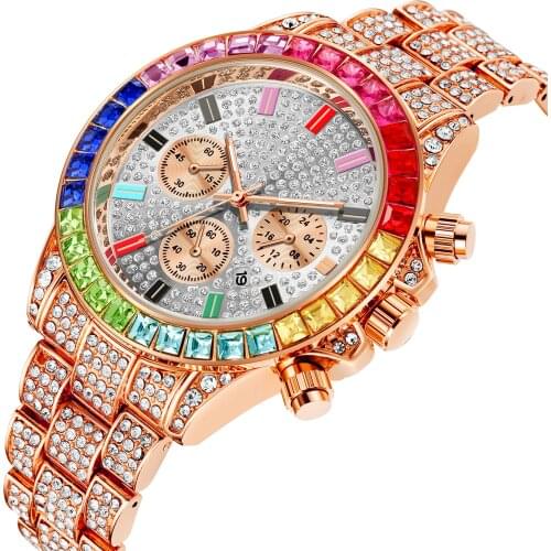 Men Watches Top Brand Luxury NEW Trending Gold Watch Men Chronograph Waterproof Big Hublo Steel Full Diamond Watch