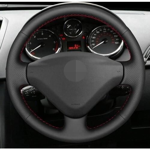 DIY Black Faux Leather Steering Wheel Cover For Peugeot 207 2006-2014 Partner 2009-2018 Expert 2008-2016 Fiat Scudo 2010-2016