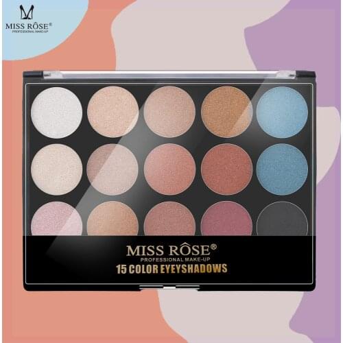 MISS ROSE EYE SHADOW DISC 15 COLOR PEARL MATTE MAKEUP EARTH COLOR BEAUTY EYE SHADOW