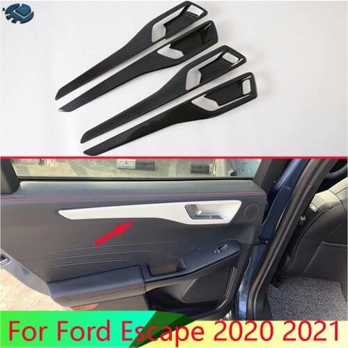 For Ford Escape Kuga 2020 2021 Carbon fiber style Inner Door Handle Cover Catch Bowl Trim Insert Bezel Frame Garnish