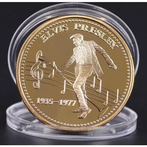 Elvis Presley Silver Gold Commemorative Coin Limited Edition 1935-1977 The King Rock Pop Popular American Style Coins Gift