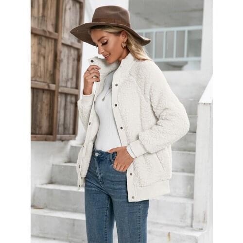 Lamb Double-sided Plush Cardigan Jacket Casual Fashion Single Breasted High Collar Autumn And Winter Coat