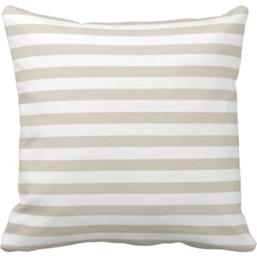 Emvency Throw Pillow Cover Modern Tan Beige White Stripes Decorative Pillow Case Striped Home Decor Square 20 x 20 Inch Cushion