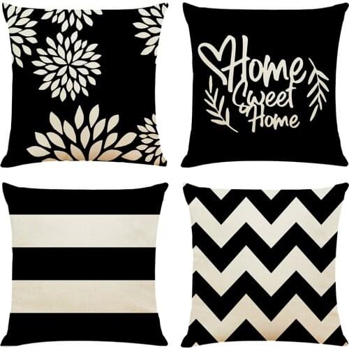 Black Check Cushion Cover Hoga Decorative Pillow funda cojines 45x45 housse de coussin Nordic Pillow Cover for Sofa Car