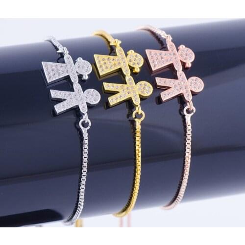 2017 New Design Ali Moda Micro Pave AAA Zircon Crystals Russian Boys and Girls Friendship Charms Bracelets