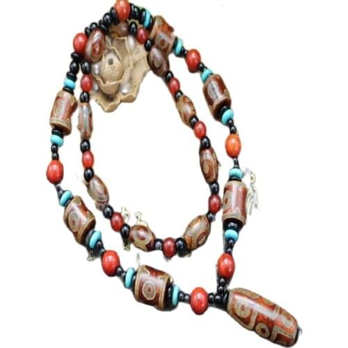 Natural Tibetan agate beads3-eye + 9-eye barrel beads Agate Necklace Bracelet