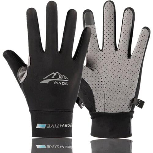 Ice Silk Full Finger Cycling Gloves Wear-resistant Sunscreen Fishing Gloves Two Finger Touch Screen Sports Fitness Gloves