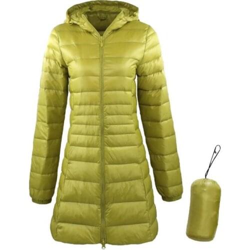 7XL Ladies Long Warm Down Coat With Portable Storage Bag Women Ultra Light Down Jacket Womens Overcoats Hip-Length
