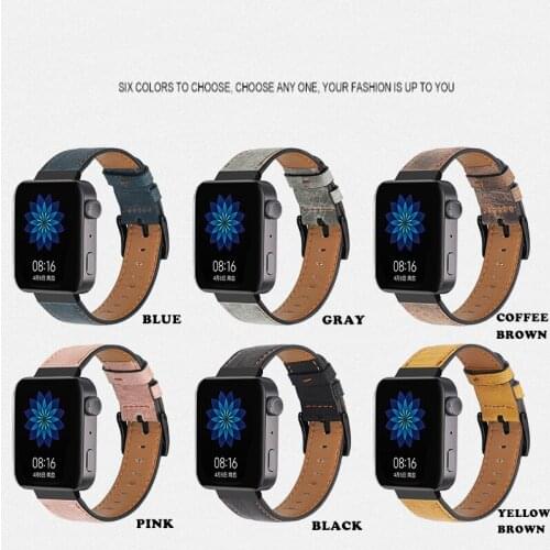 Genuine Leather Strap Suitable for Xiaomi watch strap Cowhide strap Xiaomi Smart Watch Band 20mm 18mm connector UTHAI S31