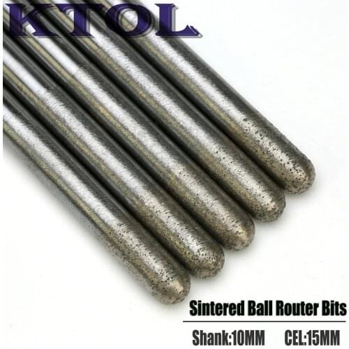 SHK-10mm Sintered Diamond Ball Router Bits End Mill Cutter,CNC Diamond Engraving Tools Bit for Granite 3D Relief/Bottom Milling