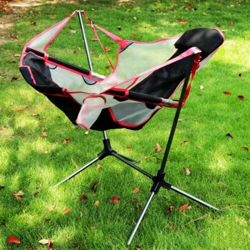 Folding 7075 Aluminum Alloy Rocking Stool Outdoor Camping Barbecue Garden Reclining Fishing Large Cradle Moon Chair With Pillow