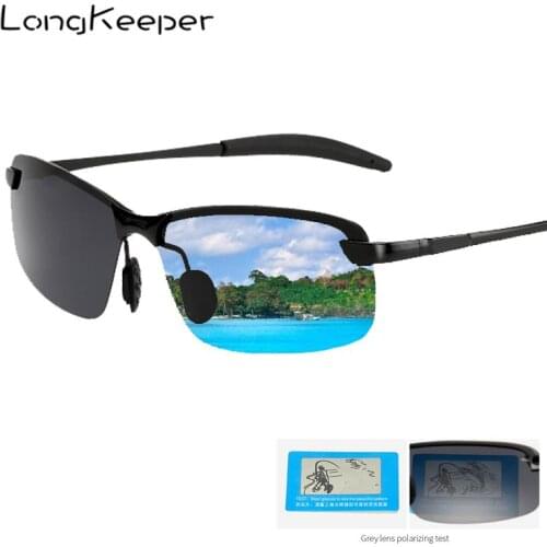 LongKeeper Retro Polarized Sunglasses Women Men Semi-rimless Driving Goggles Vintage Metal Rimless Gafas de sol