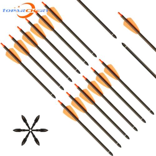 Archery Carbon Arrows for Hunting Crossbow 7.5 Inch Pure Carbon Arrows for Outdoor Hunting Bow Shooting Practice