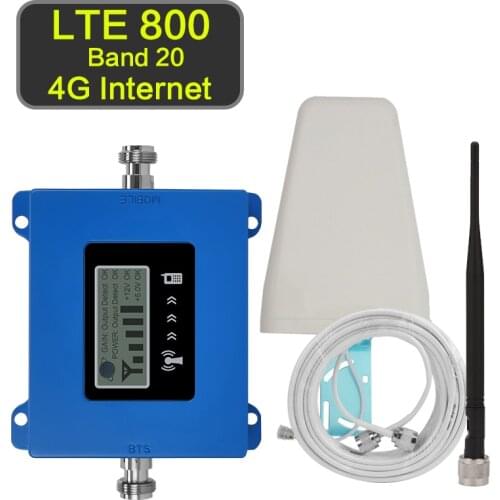 4G Internet Amplifier 4g Signal Repeater LTE 800 B20 Mobile Phone Signal Booster Antenna LTE800 Band 20 70dB Spain France Italy