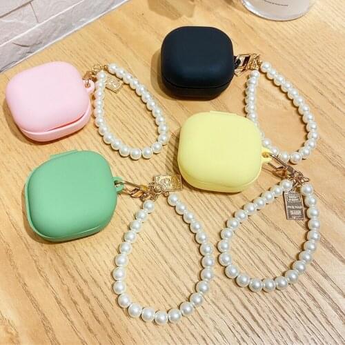 Vintage Pearl Wrist Chain Bracelet Cases For Samsung Galaxy Buds Live /PRO Earphone case Charging Box budspro Cover Accessories