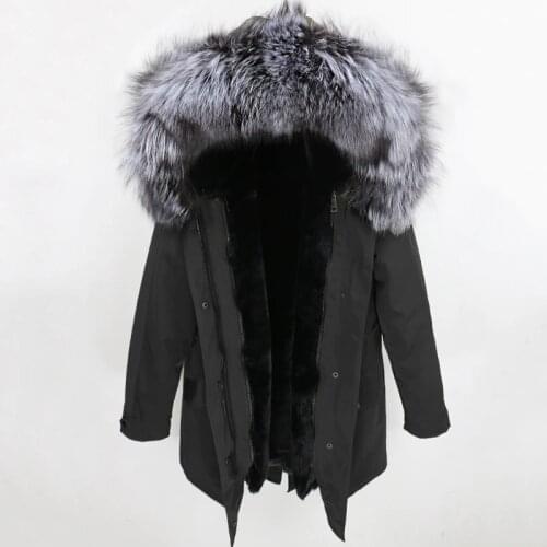 2020 Waterproof Real Fur Coat Winter Jacket Women Long Parka Natural Fox Fur Collar Hood Thick Warm Outerwear Streetwear Luxury
