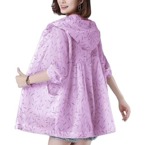 5XL New 2021 Womens Sun Protection Clothing Loose Large Size Female Sun Protection Wear Mid Long Hooded Summer Ladies Jacket