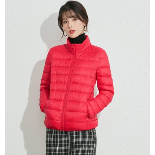 Woman Ultra-light Plus Size Thin Down Jacket Female 2021 Autumn Winter Slim Thicken Warm White Duck Down Coat Lady Outerwear Q86