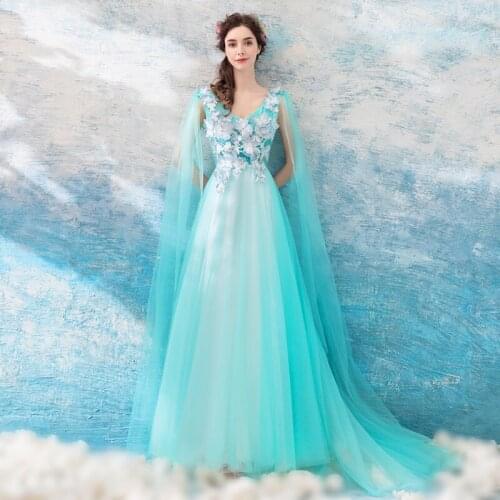 100%real studio light lake blue butterfly fancy fairy long gown medieval dress court renaissance Gown Victorian Belle gown