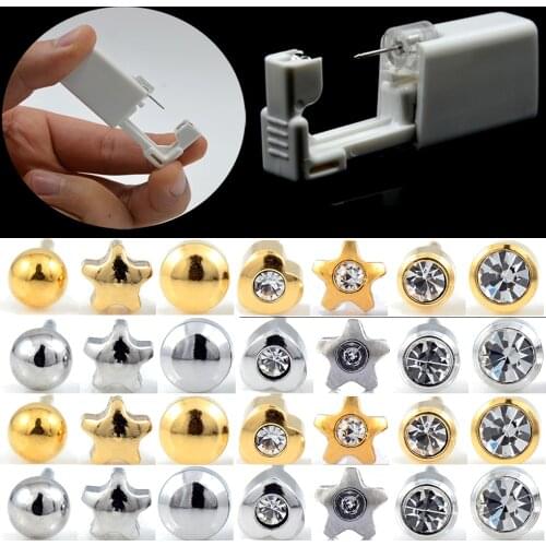 2Units Sterlised Disposable Safety Ear Nose Piercing Device Machine Tools NO PAIN Piercer Tool Machine Kit Stud Choose Design