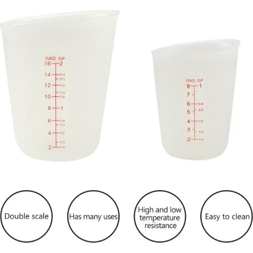 2 Pcs 250ml+500ml Silicone Measuring Cups Nonstick Reusable Silicone Baking Mixing Pouring Cups Epoxy Resin Casting
