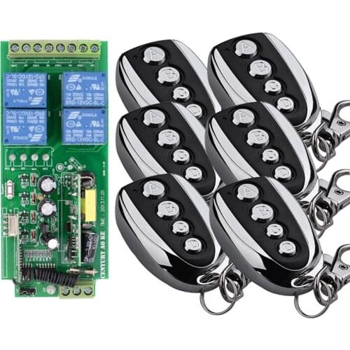 4CH Wide Voltage 85V~250V 110V 220V 250V RF Wireless Remote Control Relay Switch Receiver With 6PCS Transmitter For Garage Doors