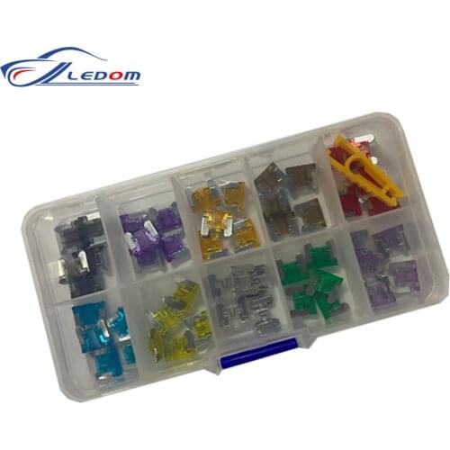 50PCS/Box Mini Car Fuses with Box Clip Assortment 2A 3A 5A 7.5A 10A 15A 20A 25A 30A 35A Auto Micro Blade Type Fuse Set Truck