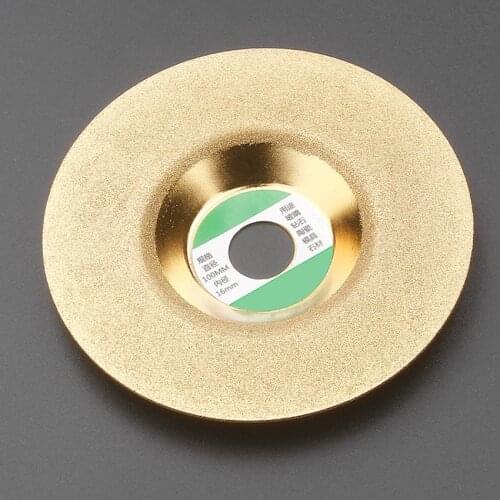 4 inch 100 mm Grit 120 Diamond Grinding Disc Abrasive Wheel Flat / Bowl/ Pattern, Titanium Plating, for Glass, Stone, Ceramics