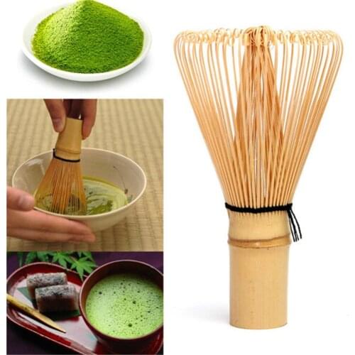 Batidor de té verde de bambú Natural japonés, conjunto de accesorios para cocina, 100 puntas, Matcha, batidor de polvo, cepillo