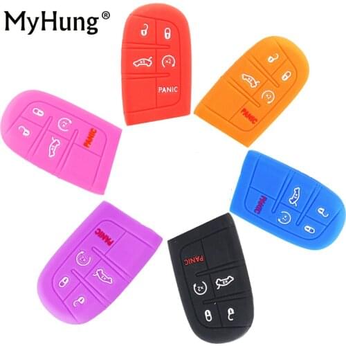 Car Silicone Key Case Cover Bag For Chrysler Jeep Grand Cherokee Dodge Challenger Charger Dart Durango Journey 5 4 3 2 Buttons
