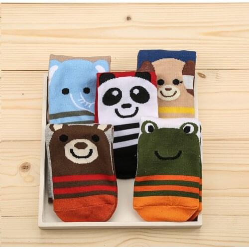 W104 Free shipping 4-7 years autumn and winter lovely animal design in tube socks cotton socks straight cartoon childrens so