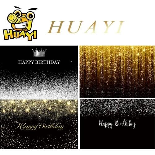 Birthday Photography Backdrop Silver Gold Bokeh On Black Background Royal Luxury Party Banner Fabulous Age Back Drops Portraits